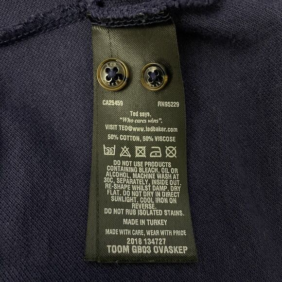 Ted Baker Men's Size 4 / Large Blue Cotton / Viscose Short Sleeve Polo Shirt - Picture 6 of 6